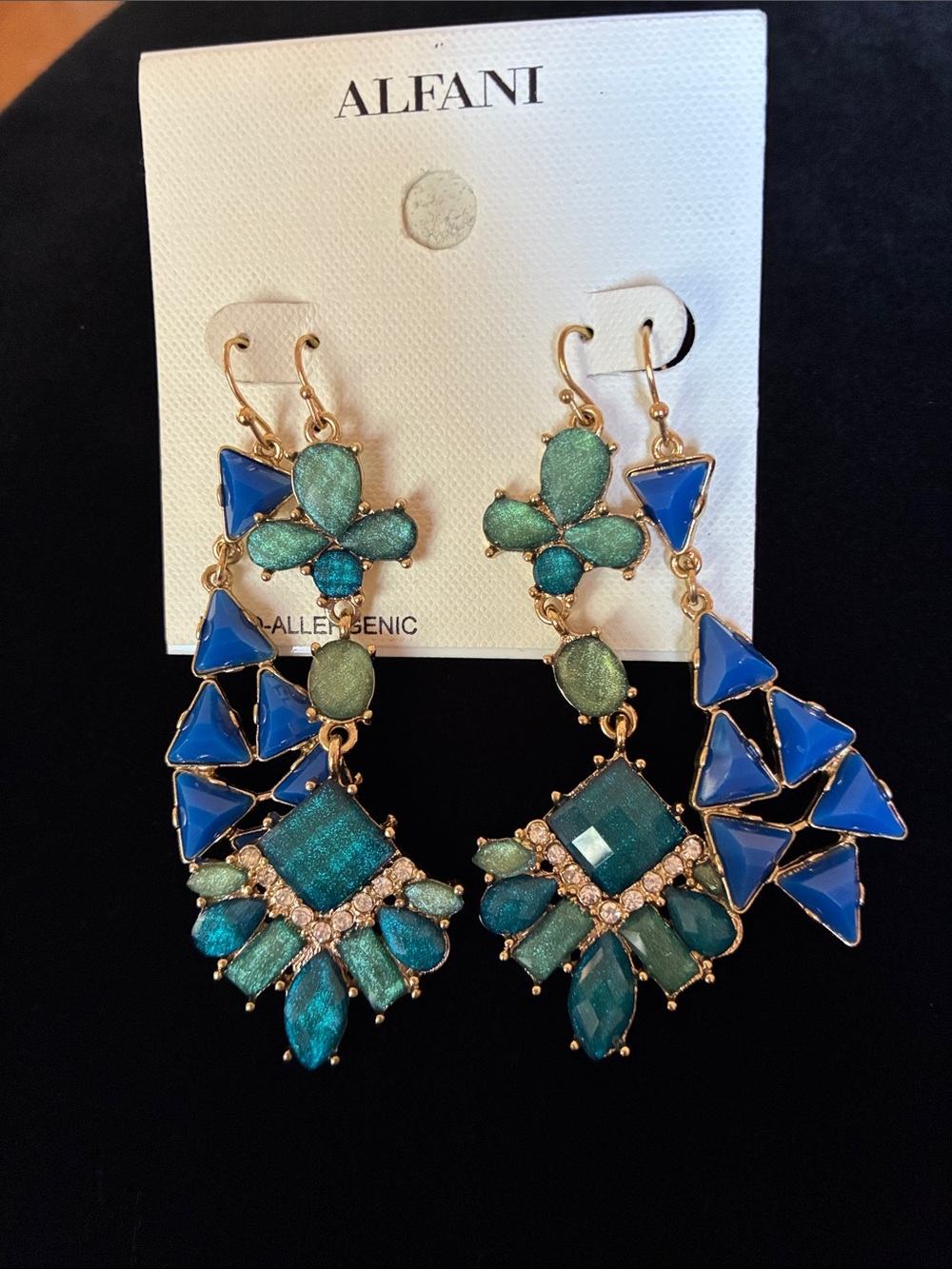 Alfani Blue & Teal Dangle Statement Earrings